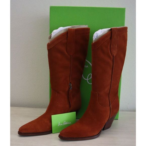 Sam Edelman I2733L2700 Women's Sz 7M Brown Rust Suede Jamie Western Boots - Picture 1 of 12